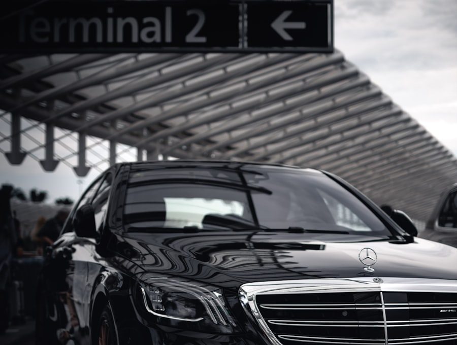 Premium chauffeur vehicle on an Istanbul bridge at dusk