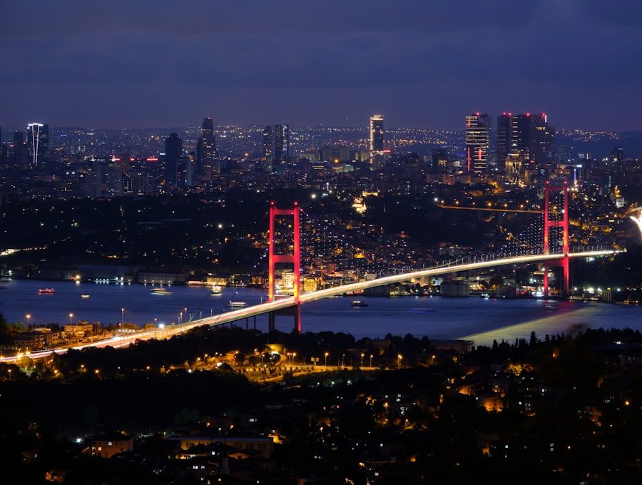 Bosphorus view over Istanbul at golden hour