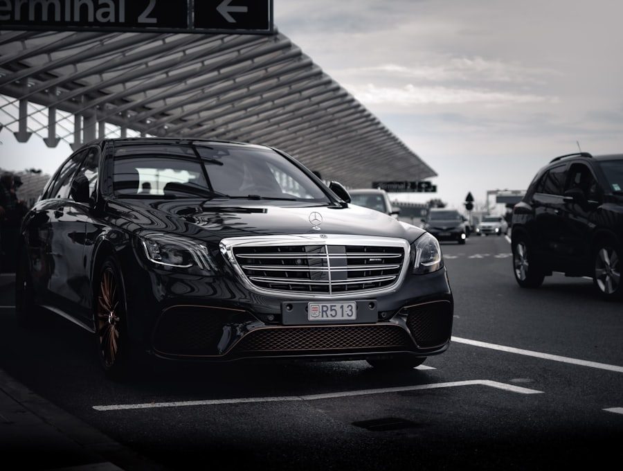 Executive chauffeur car waiting outside a business district in Istanbul